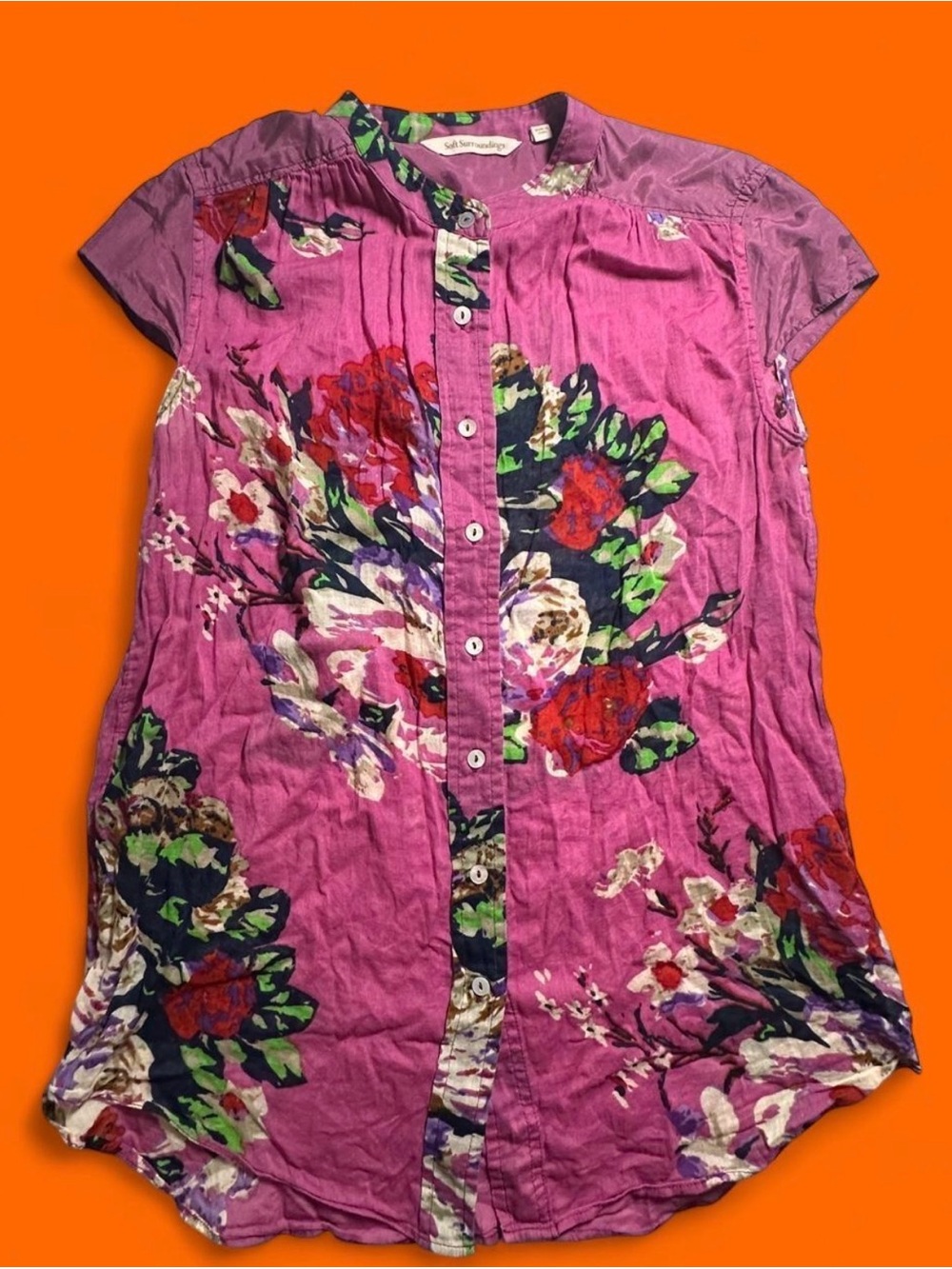 Soft Surroundings cotton/ silk Floral Blouse